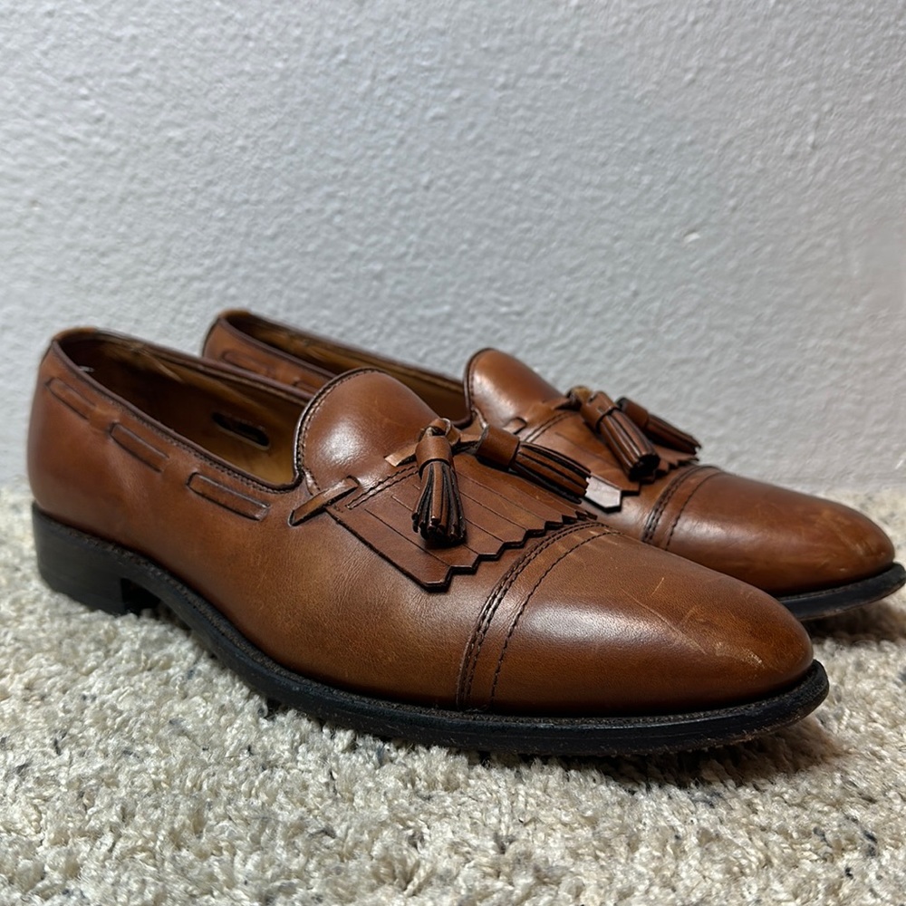 Allen Edmonds Dalton 87703 Brown Tasseled Slip On Loafer Shoes Size 9.5 A